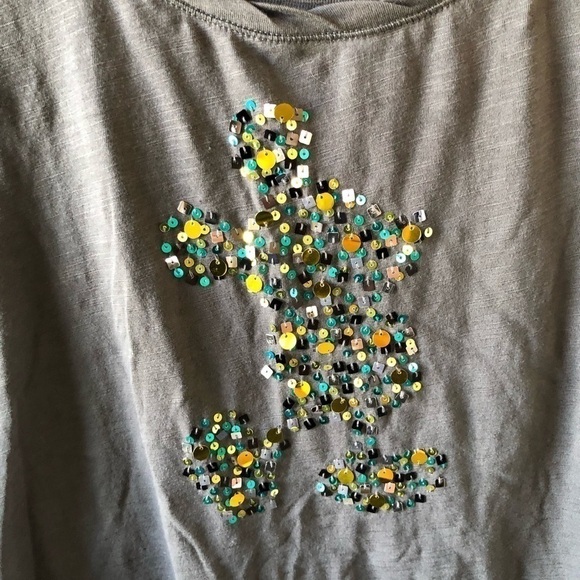 Disney Parks Gray Micky Mouse Sequins Long Sleeve Tee S - Picture 3 of 6